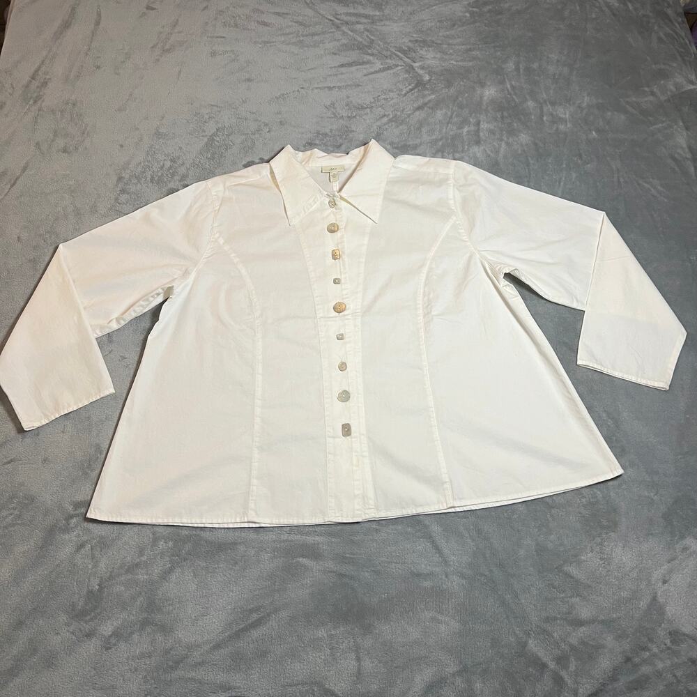 NEW J. Jill Mother of Pearl Funky Button Up Shirt Size 1X Cotton Artsy Lagenlook